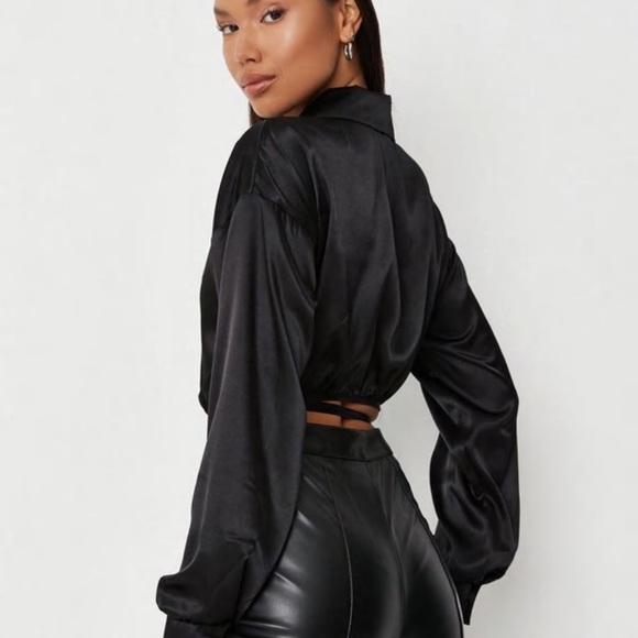 NWOT Satin Wrap Crop Top - Picture 3 of 3